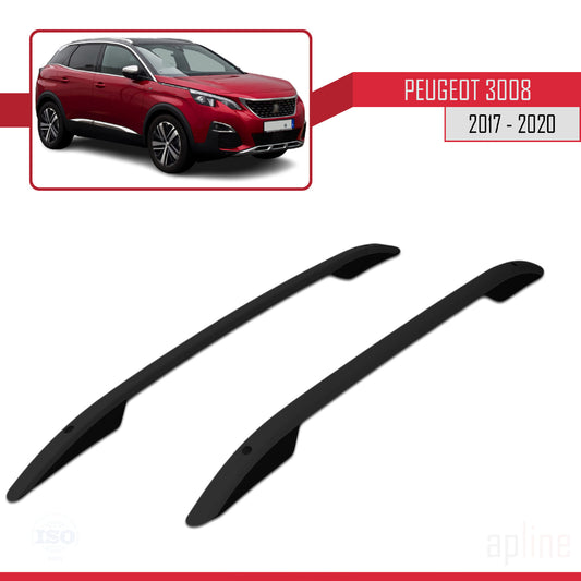 Compatible with Peugeot 3008 II (P84) Pre-Facelift 2017-2020 (Short Wheelbase L1/H1) Roof Rails Roof Rack Luggage Carrier (Adhesive Model) Black