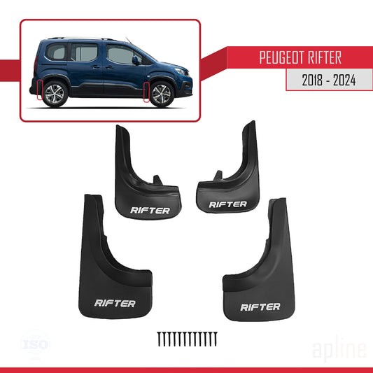 Compatible with Peugeot Rifter 2019-2024 Mudguards Vehicle Front Rear Set 4 Pcs Black