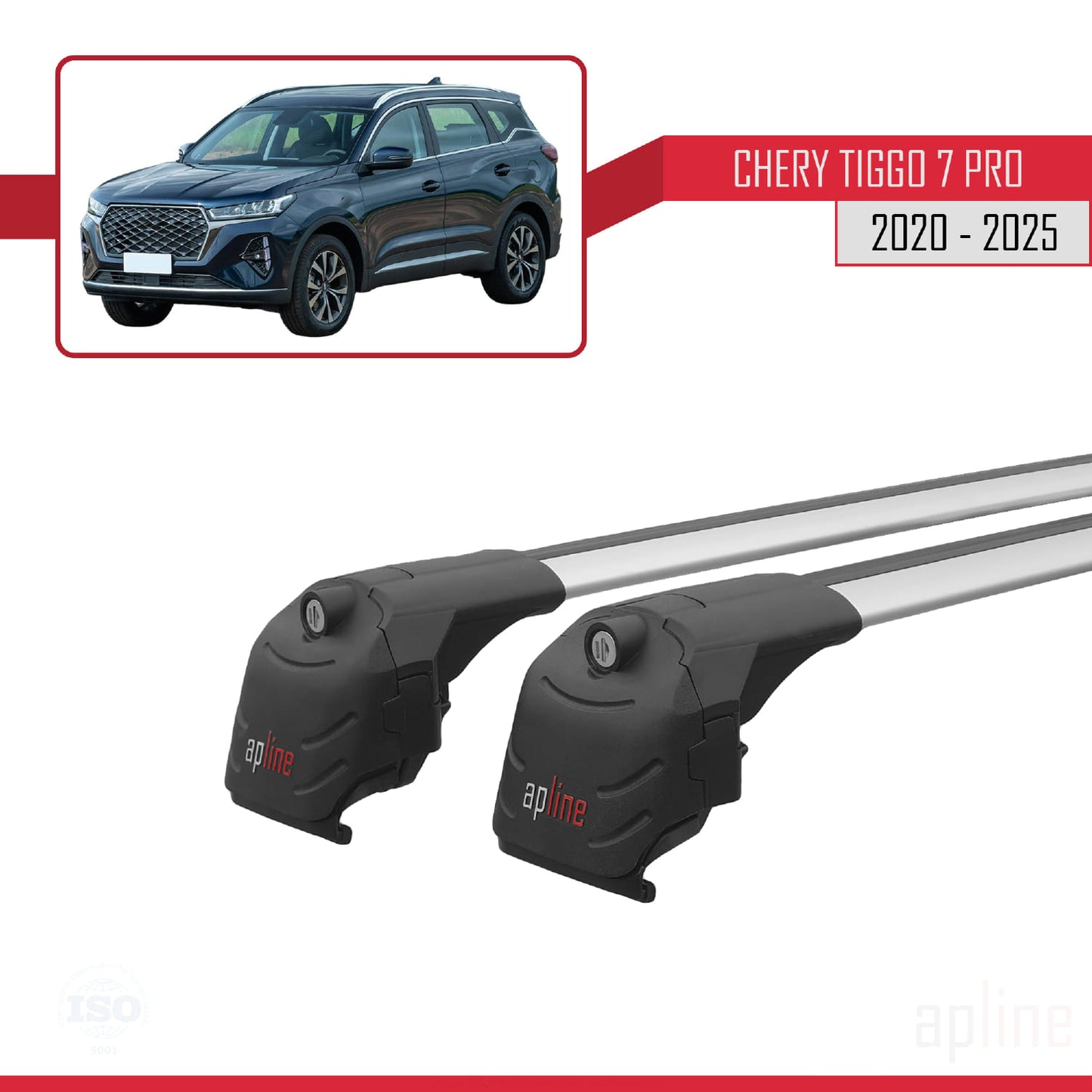 Compatible avec Chery Tiggo 7 (T15) Pro 2020-2025 ACE-2 Barres de Toit Railing Porte-Bagages de Voiture Gris Aluminium 2 Barres