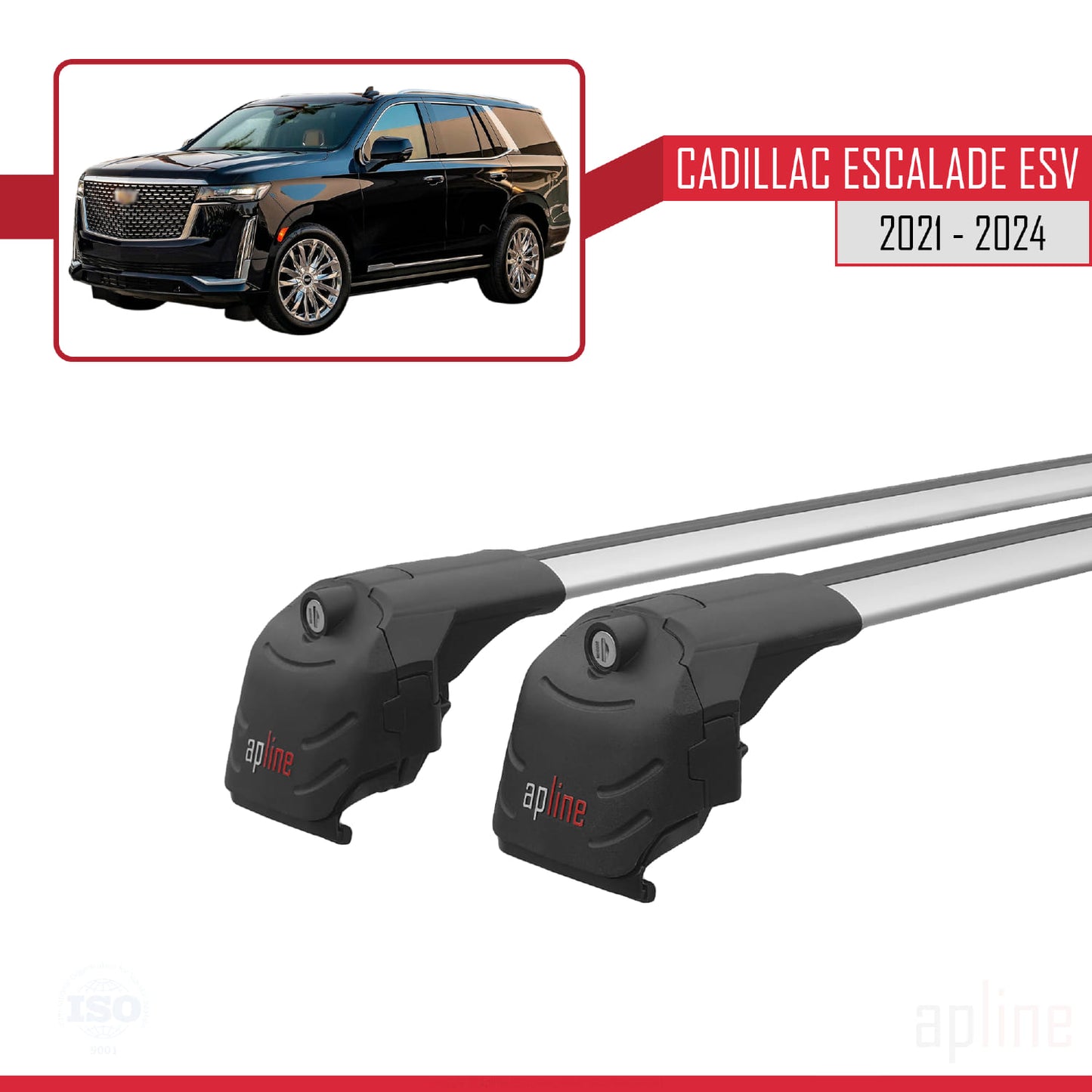 Compatibile con Cadillac Escalade ESV 2021-2024 ACE-2 Barre portatutto per auto Portapacchi in alluminio grigio 2 barre
