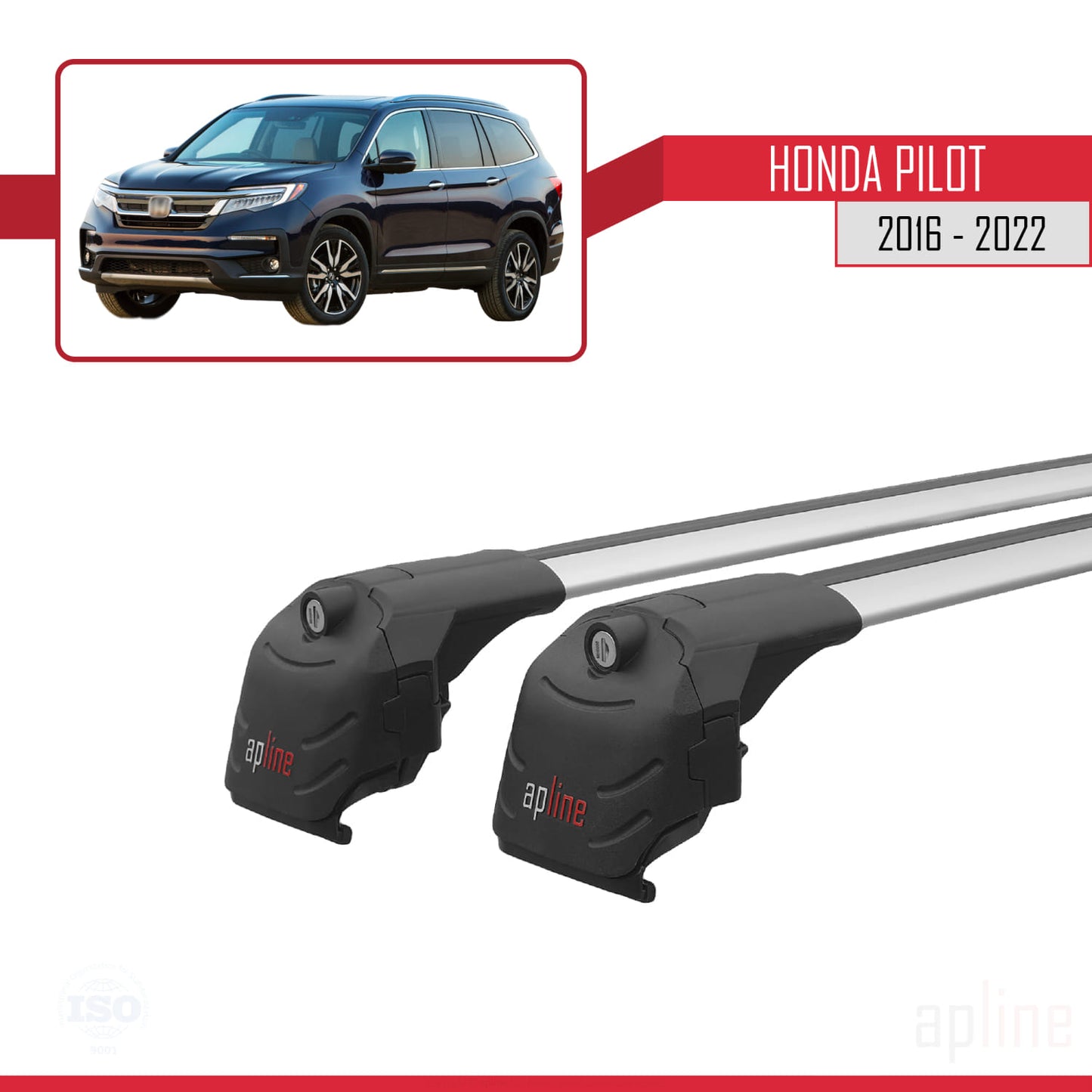 Compatible avec Honda Pilot 2016-2022 ACE-2 Barres de Toit Railing Porte-Bagages de Voiture Gris Aluminium 2 Barres