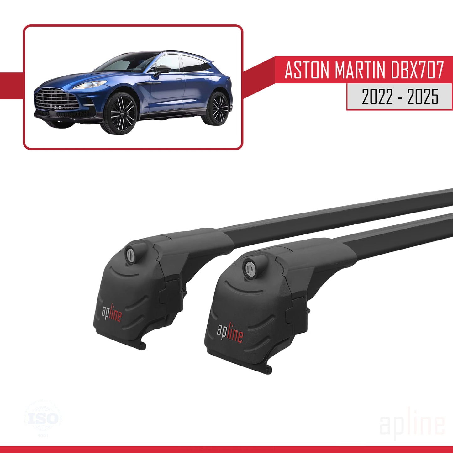 Compatibile con Aston Martin (DBX707) 2022-2025 ACE-2 Barre portatutto per auto Portapacchi in alluminio nero 2 barre