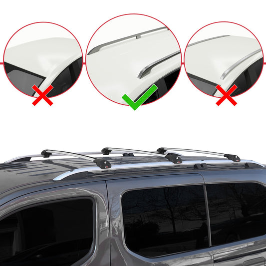 Compatible avec Opel Combo E 2019-2022 ACE-1 Barres de Toit Railing Porte-Bagages de Voiture Gris Aluminium 3 Barres
