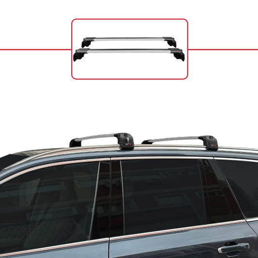 Compatible avec Volvo XC90 II 2015-2025 ACE-2 Barres de Toit Railing Porte-Bagages de Voiture Gris Aluminium 2 Barres
