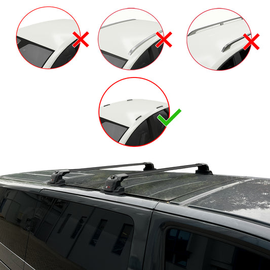 Compatible with Volkswagen Multivan (T5) 2003-2015 ACE-3 Car Roof Rack Cross Bar Black Aluminium 2 Bars