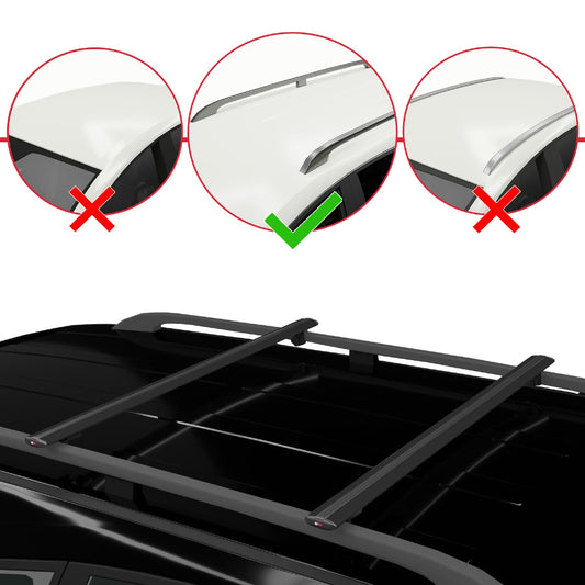 Compatible avec Honda Pilot 2003-2008 BASIC Model Barres de Toit Railing Porte-Bagages de Voiture Noir Aluminium 2 Barres