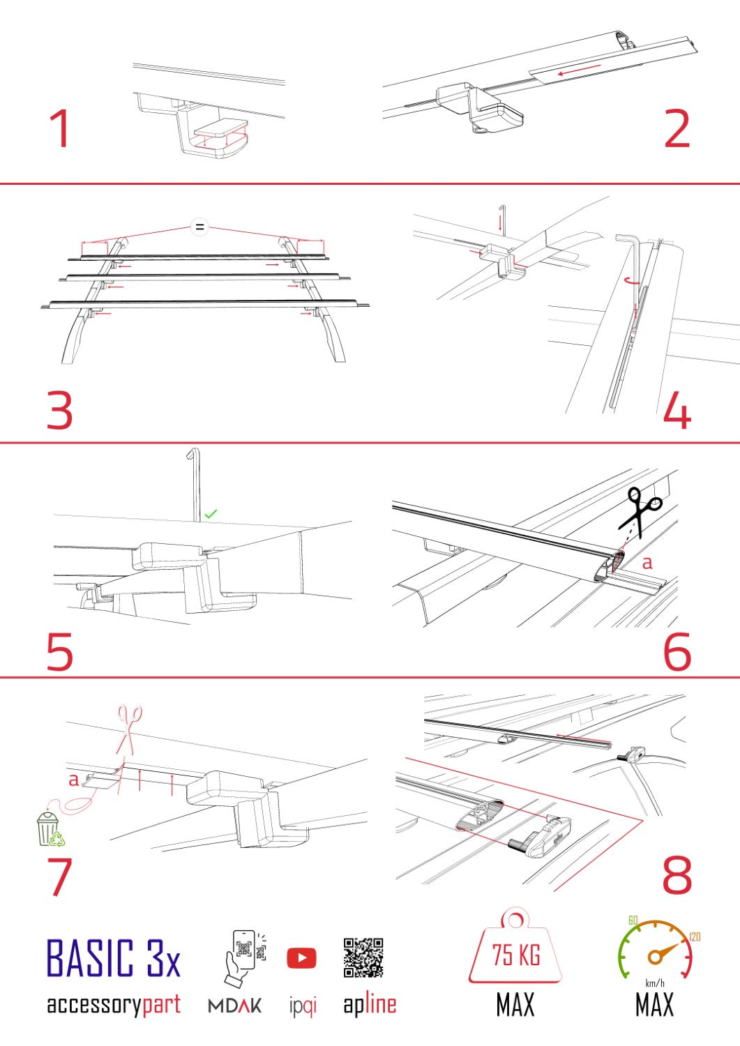 Compatible with Nissan Murano 2 (Z51) 2008-2014 BASIC Model Car Roof Rack Cross Bar Grey Aluminium 3 Bars