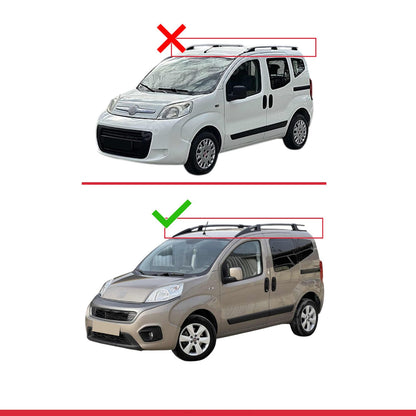 Compatible avec Fiat Fiorino (Modèle Tubulaire) 2008-2025 BASIC Model Barres de Toit Railing Porte-Bagages de Voiture Noir Aluminium 4 Barres