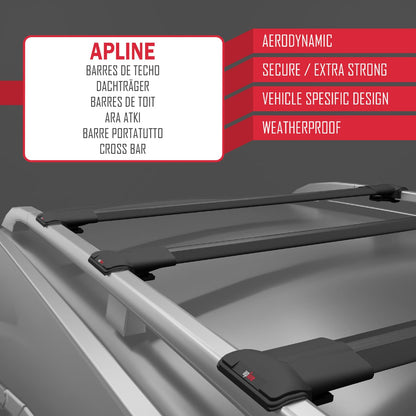 Compatible avec Renault Megane Grand Tour 2002-2008 FLY Model Barres de Toit Railing Porte-Bagages de Voiture Noir Aluminium 3 Barres