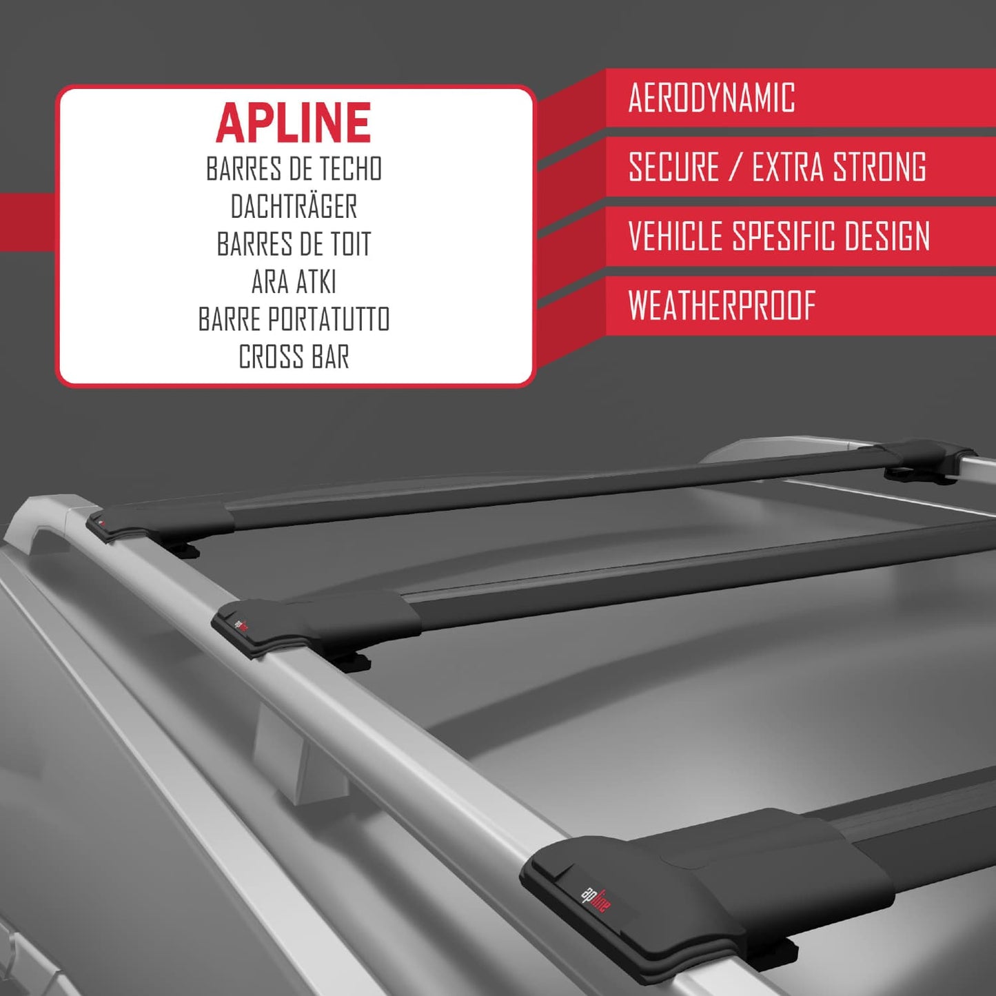Compatible avec Mercedes Citan (W415) 2012-2021 FLY Model Barres de Toit Railing Porte-Bagages de Voiture Noir Aluminium 3 Barres