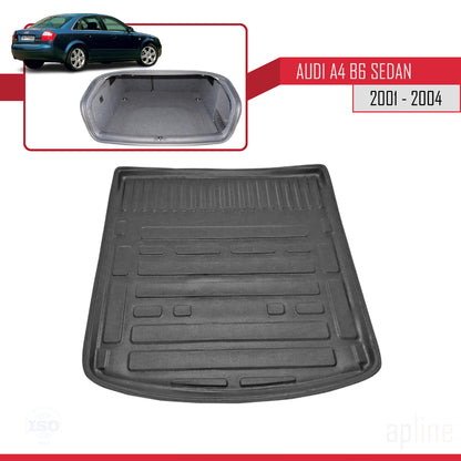 Compatible avec A4 (B6) Berline 2001-2004 Flexible Tapis de Coffre Plancher de Chargement Noir