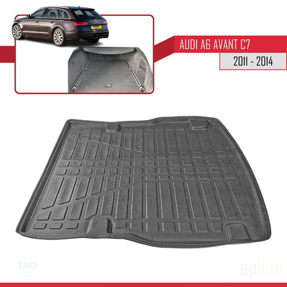Compatible avec A6 (C7) 2011-2014 Flexible Tapis de Coffre Plancher de Chargement Noir