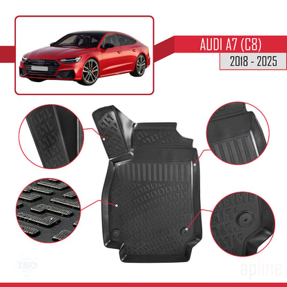 Compatible avec A7 (C8) 2018-2025 4D Tapis de Voiture Noir