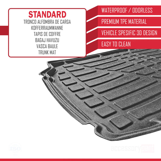 Compatible avec Ford Focus 3 (C346) Break Post-Facelift 2015-2018 Flexible Tapis de Coffre Plancher de Chargement Noir