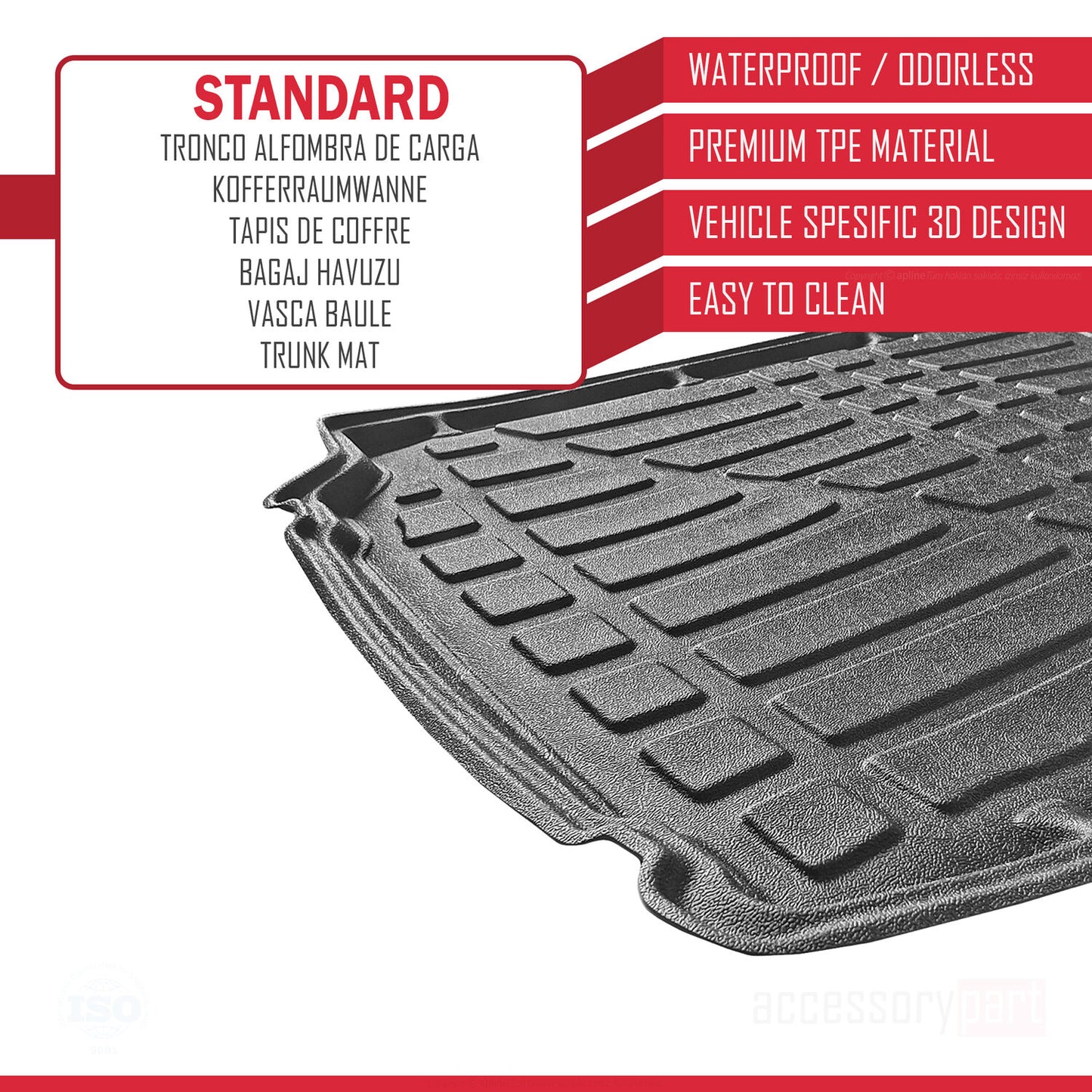 Compatible with Honda CR-V 2 2002-2006 Flexible Trunk Mats Cargo Liner Black