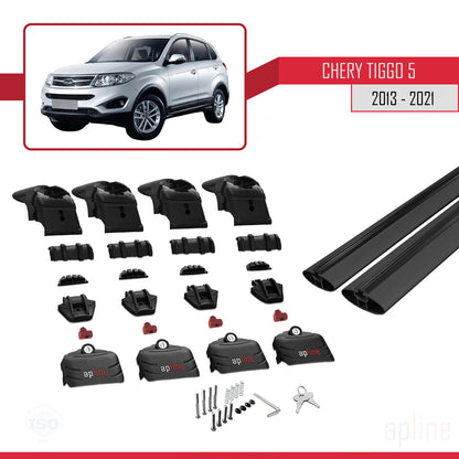 Compatibile con Chery Tiggo 5 (T21) 2013-2021 ACE-2 Barre portatutto per auto Portapacchi in alluminio nero 2 barre