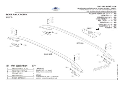 Compatible avec Ford Fusion 2002-2012 (Empattement Court L1/H1) Rails de Toit Porte-bagages sur le Toit (Modèle Adhésif) Noir