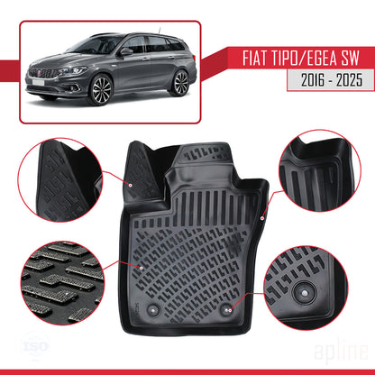 Compatibile con tappetini auto Fiat Egea Station Wagon 2016-2025 4D neri