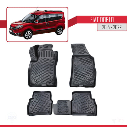 Compatible avec Fiat Doblo 2 2015-2022 4D Tapis de Voiture Noir