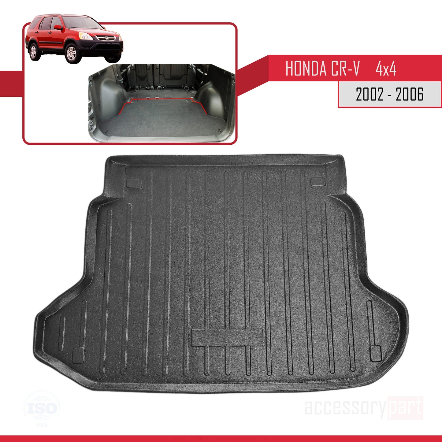 Compatible with Honda CR-V 2 2002-2006 Flexible Trunk Mats Cargo Liner Black