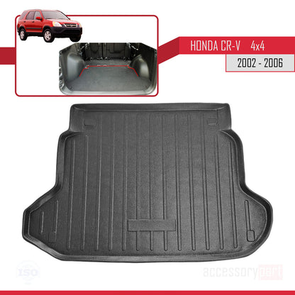 Compatible with Honda CR-V 2 2002-2006 Flexible Trunk Mats Cargo Liner Black