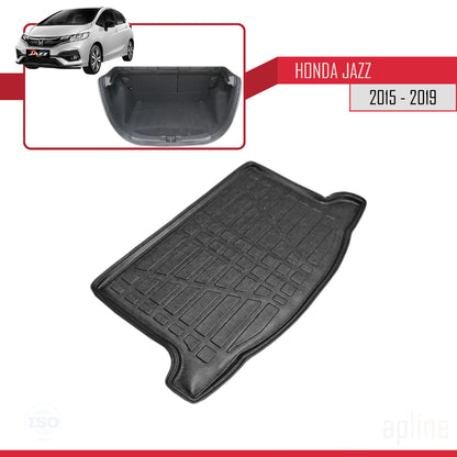 Compatible with Honda Jazz 3 (GK) 2015-2019 Flexible Trunk Mats Cargo Liner Black