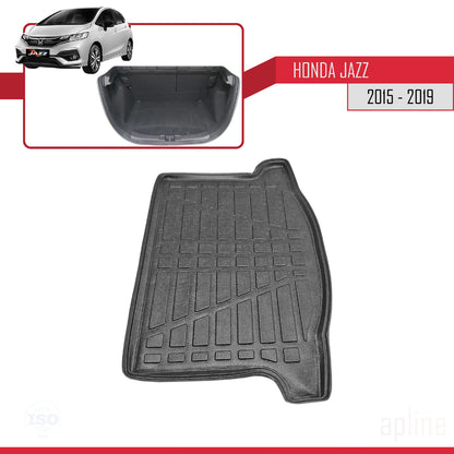 Compatible with Honda Jazz 3 (GK) 2015-2019 Flexible Trunk Mats Cargo Liner Black