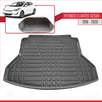 Compatible avec Hyundai Elentra 6 2016-2020 Flexible Tapis de Coffre Plancher de Chargement Noir