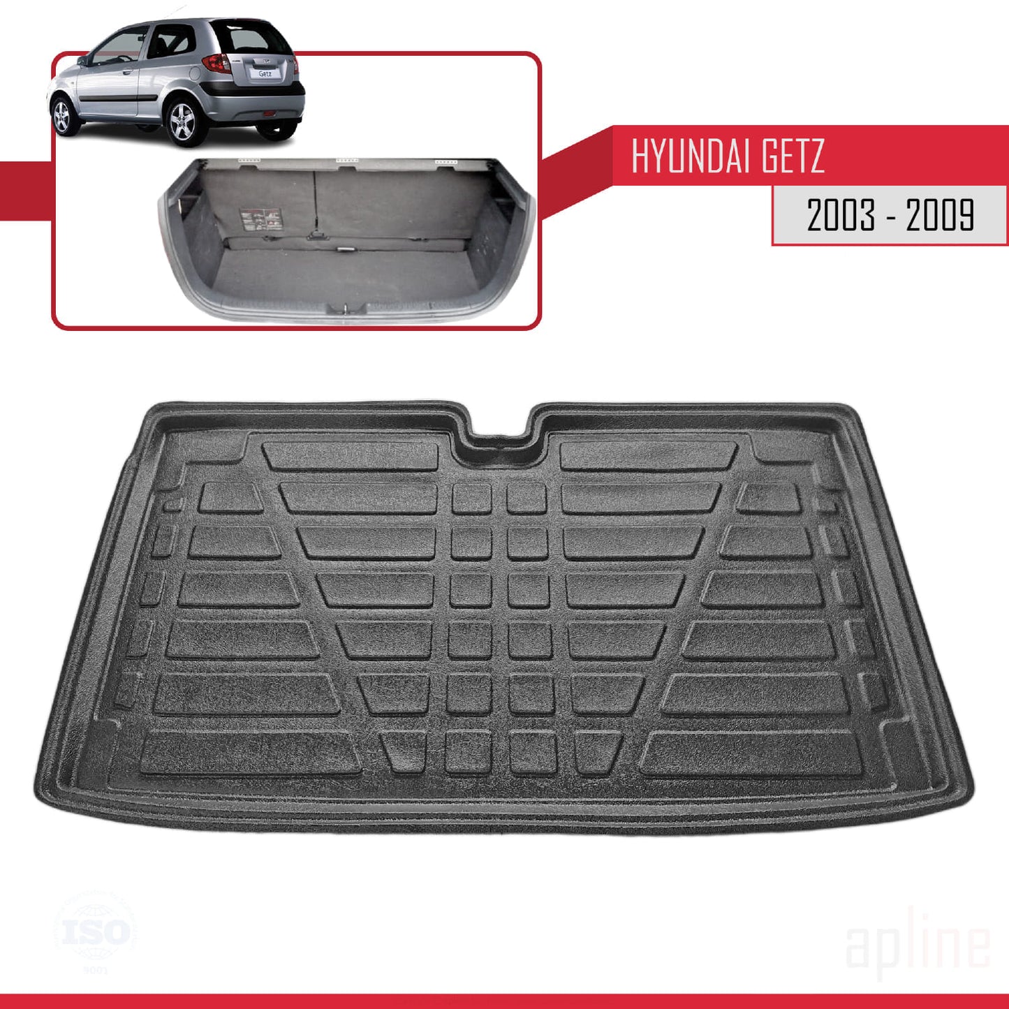 Compatible with Hyundai Getz 2003-2009 Flexible Trunk Mats Cargo Liner Black
