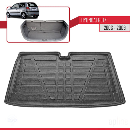 Compatible with Hyundai Getz 2003-2009 Flexible Trunk Mats Cargo Liner Black