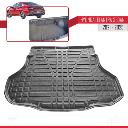 Compatible avec Hyundai Elantra 7 2021-2025 Flexible Tapis de Coffre Plancher de Chargement Noir