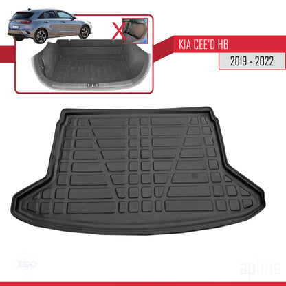 Compatible avec Kia Ceed 3 (CD) 2019-2025 Flexible Tapis de Coffre Plancher de Chargement Noir
