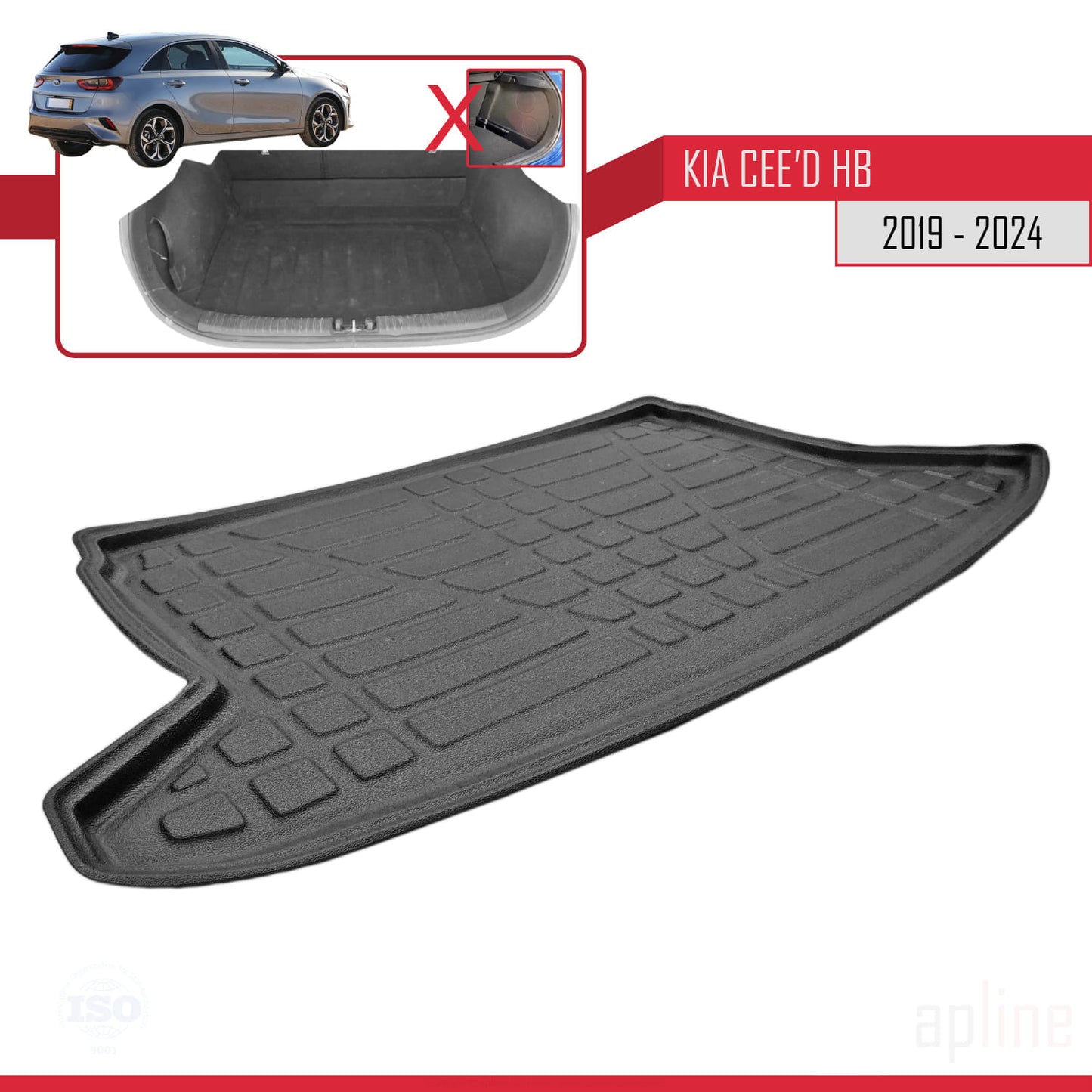 Tapis de Coffre pour Kia Ceed Hayon 2019-2022 Flexible NOIR