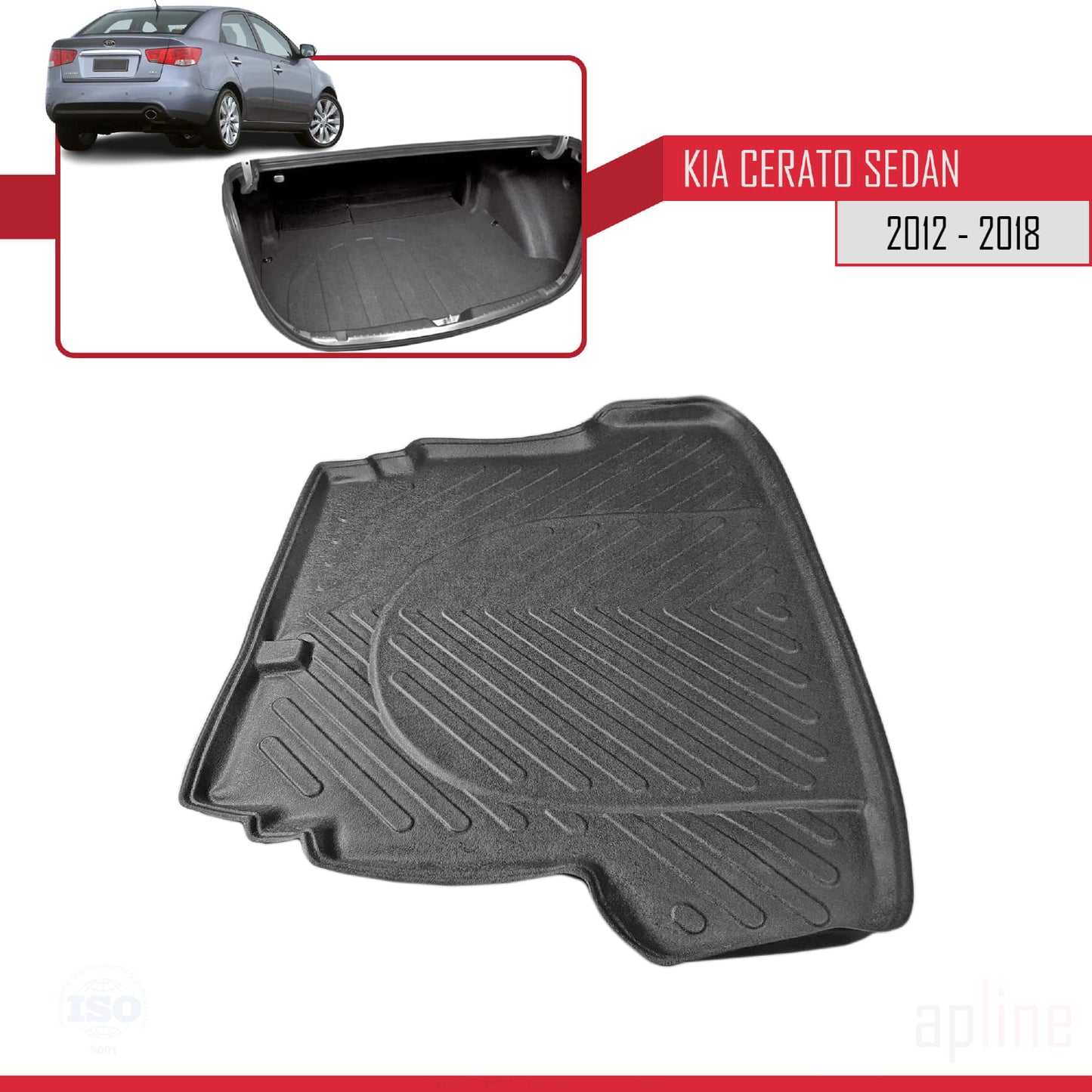 Tapis de Coffre pour Kia Cerato 2010-2015 Flexible NOIR