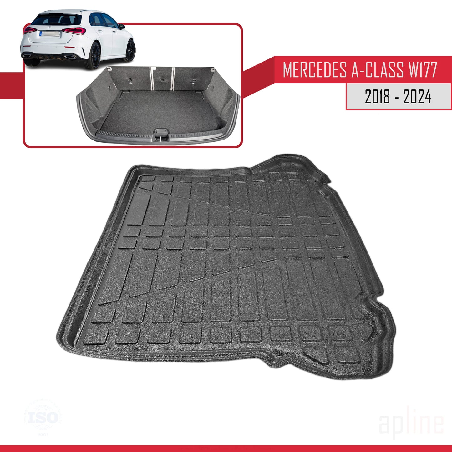 Tapis de Coffre pour Mercedes A Class (W177) Hayon 2018-2024 NOIR