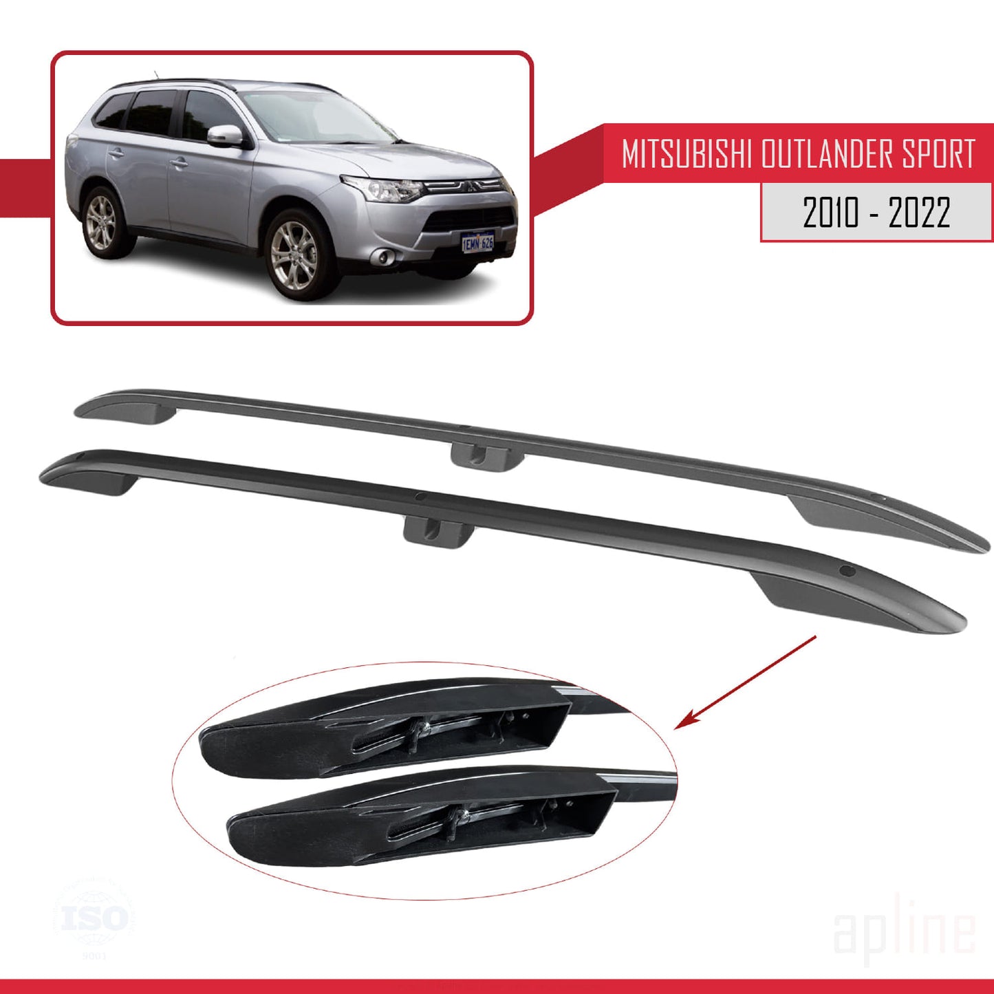 Compatible avec Mitsubishi Outlander Sport (GA) 2010-2022 (Empattement Court L1/H1) Rails de Toit Porte-bagages sur le Toit Noir