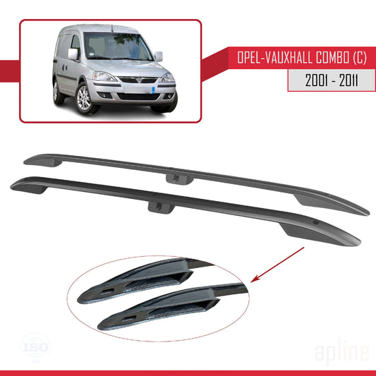Compatible with Opel Combo C 2001-2011 (Short Wheelbase L1/H1) Roof Rails Roof Rack Luggage Carrier (Adhesive Model) Black
