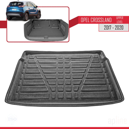 Compatible avec Opel Crossland X 2017-2020 Flexible Tapis de Coffre Plancher de Chargement Supérieur Noir