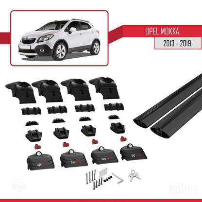 Compatible avec Vauxhall Mokka A (J13) 2012-2016 ACE-2 Barres de Toit Railing Porte-Bagages de Voiture Noir Aluminium 2 Barres