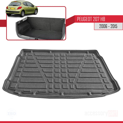 Tapis de Coffre pour Peugeot 207 Hayon 2006-2015 NOIR