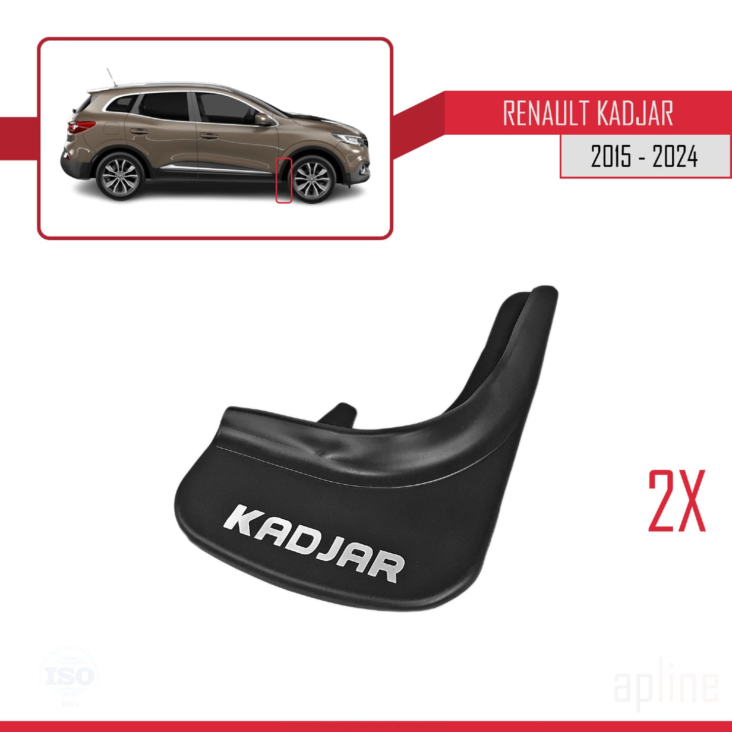 Compatible avec Renault Kadjar 2015-2022 Jeu de Bavettes Garde-boue Avant et Arrière de Voiture 4 Pcs Noir