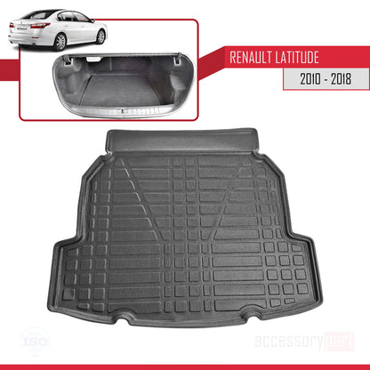 Compatible avec Renault Latitude 2010-2018 Flexible Tapis de Coffre Plancher de Chargement Noir