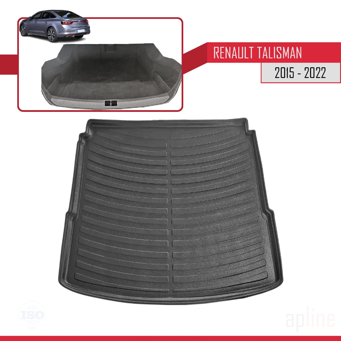 Compatible avec Renault Talisman 2015-2022 Flexible Tapis de Coffre Plancher de Chargement Noir