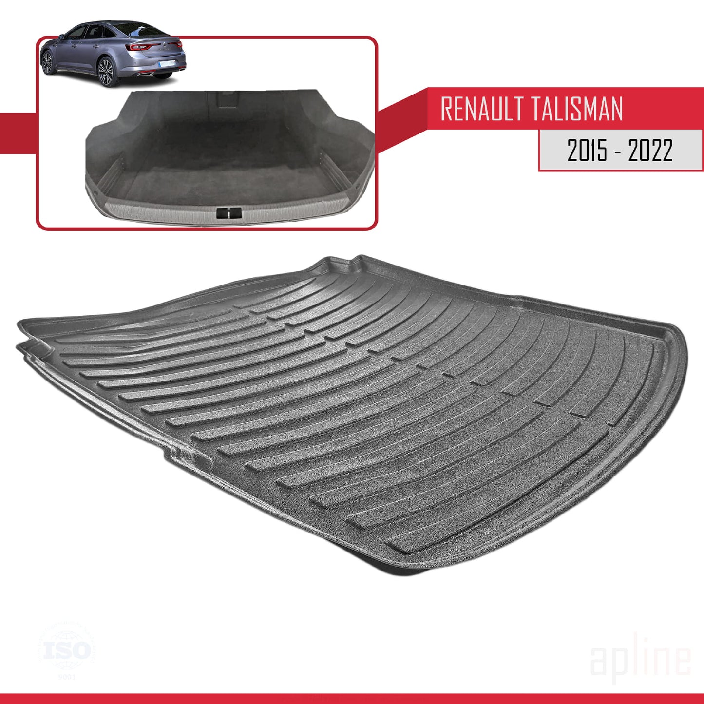 Compatible avec Renault Talisman 2015-2022 Flexible Tapis de Coffre Plancher de Chargement Noir