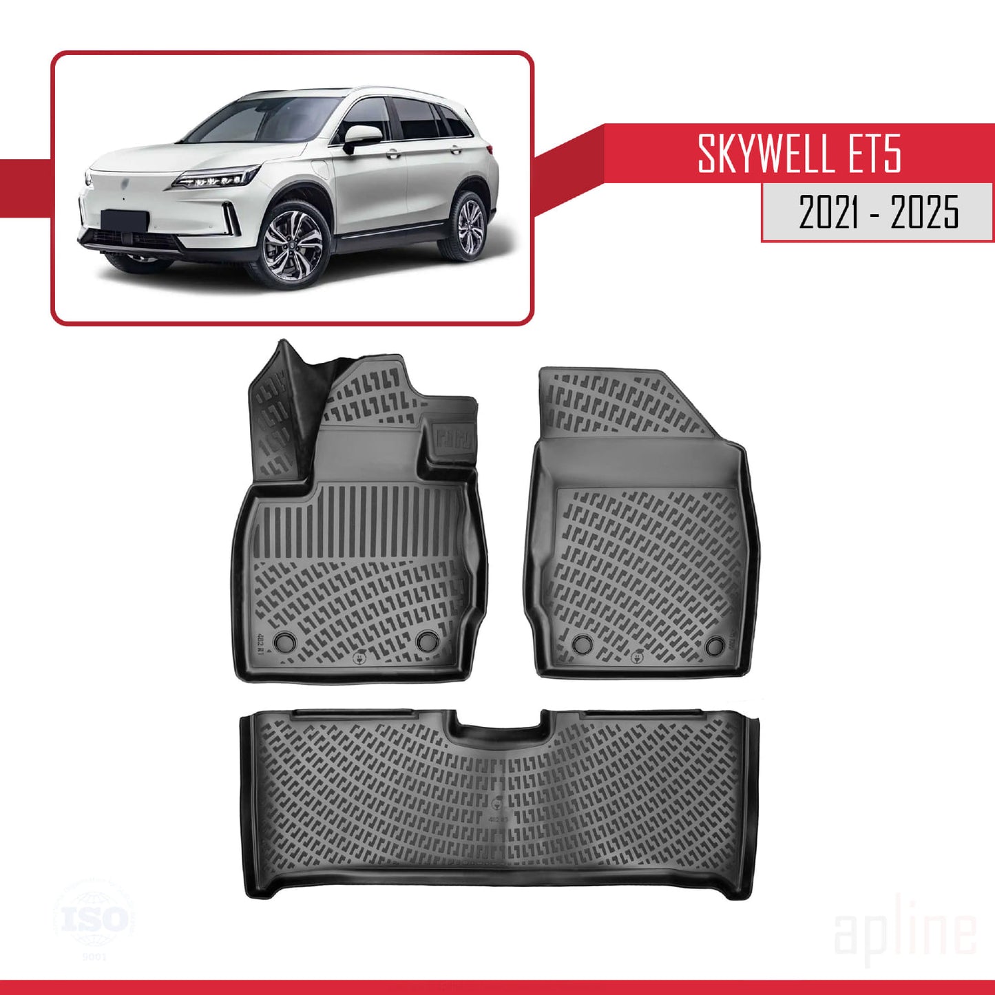 Compatible avec Skywell ET5 2021-2025 4D Tapis de Voiture Noir