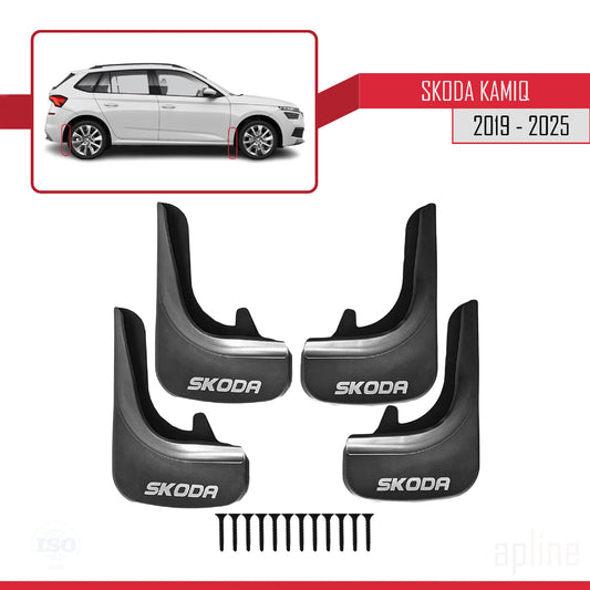 Compatible avec Skoda Kamiq 2019-2025 Jeu de Bavettes Garde-boue Avant et Arrière de Voiture 4 Pcs Noir