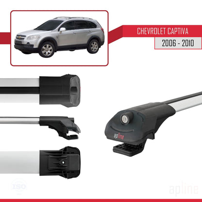Kompatibel mit Chevrolet Captiva 2006-2010 ACE-1 Dachgepäckträger, Reling, Gepäckträger, graues Aluminium, 3 Stangen