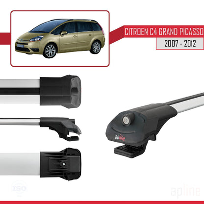 Compatibile con Citroen Grand C4 Picasso 2007-2012 ACE-1 Barre portatutto per auto Portapacchi in alluminio grigio 3 barre