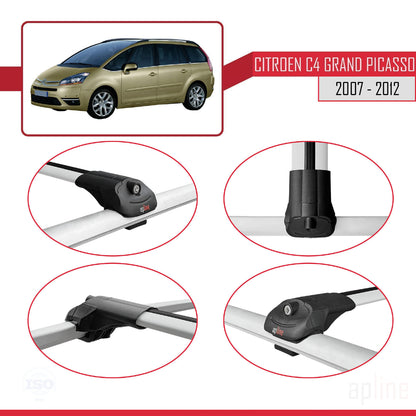 Compatibile con Citroen Grand C4 Picasso 2007-2012 ACE-1 Barre portatutto per auto Portapacchi in alluminio grigio 3 barre