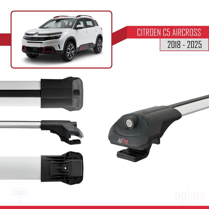 Compatible avec Citroen C5 Aircross 2018-2025 ACE-1 Barres de Toit Railing Porte-Bagages de Voiture Gris Aluminium 3 Barres